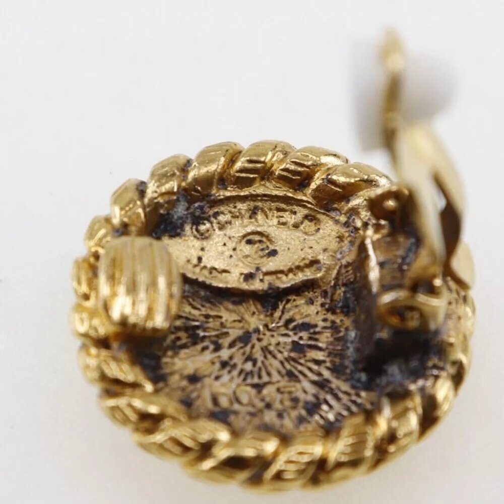 CHANEL COCO Mark Earring Plated Gold 16.0g Women - Picture 2 of 6